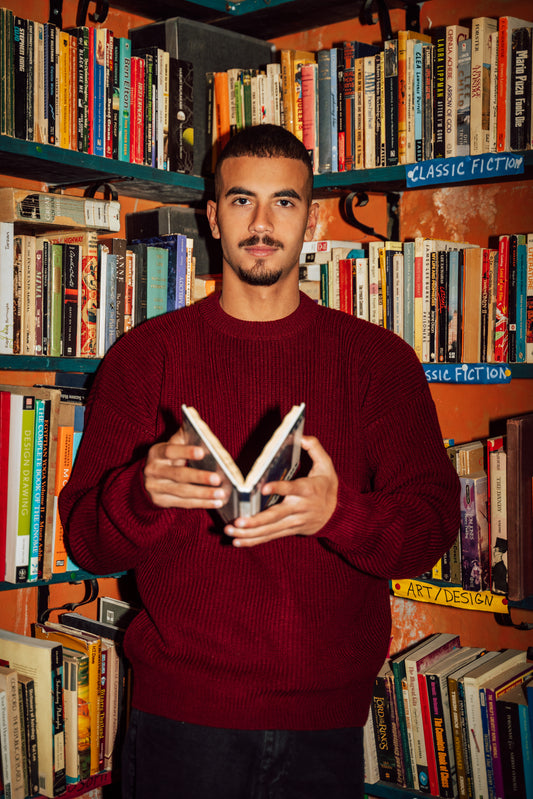 Burgundy knitted crewneck