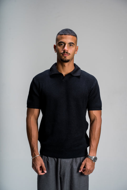 Black Knitted Polo