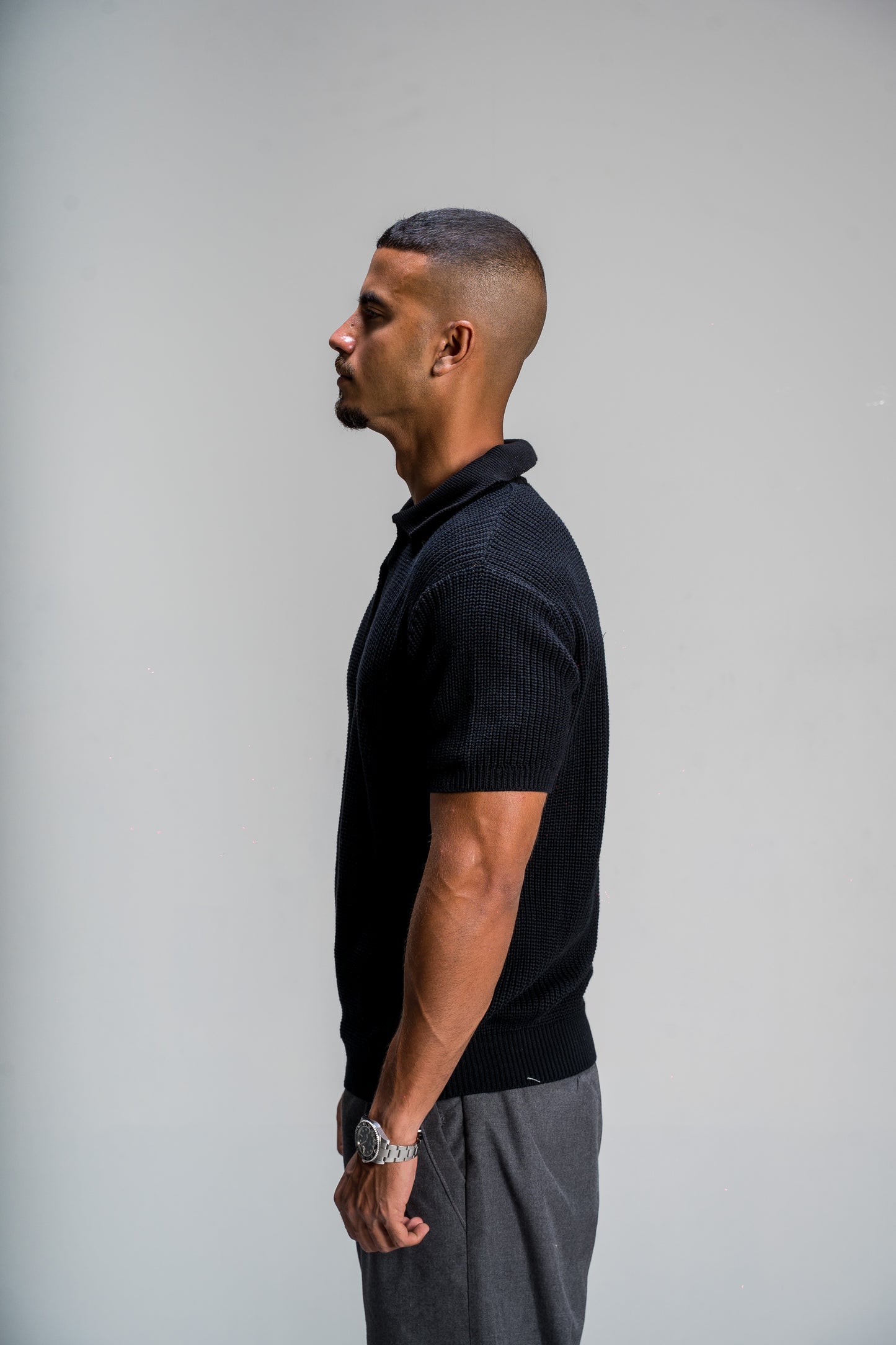 Black Knitted Polo