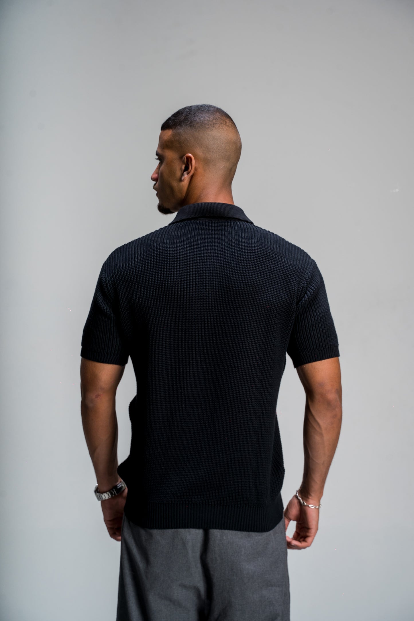Black Knitted Polo