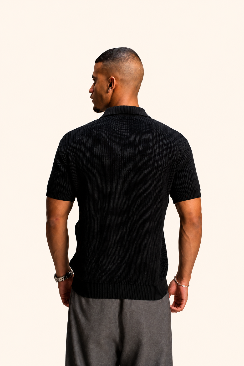 Black Knitted Polo