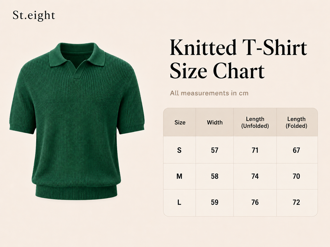 Green Knitted polo size chart