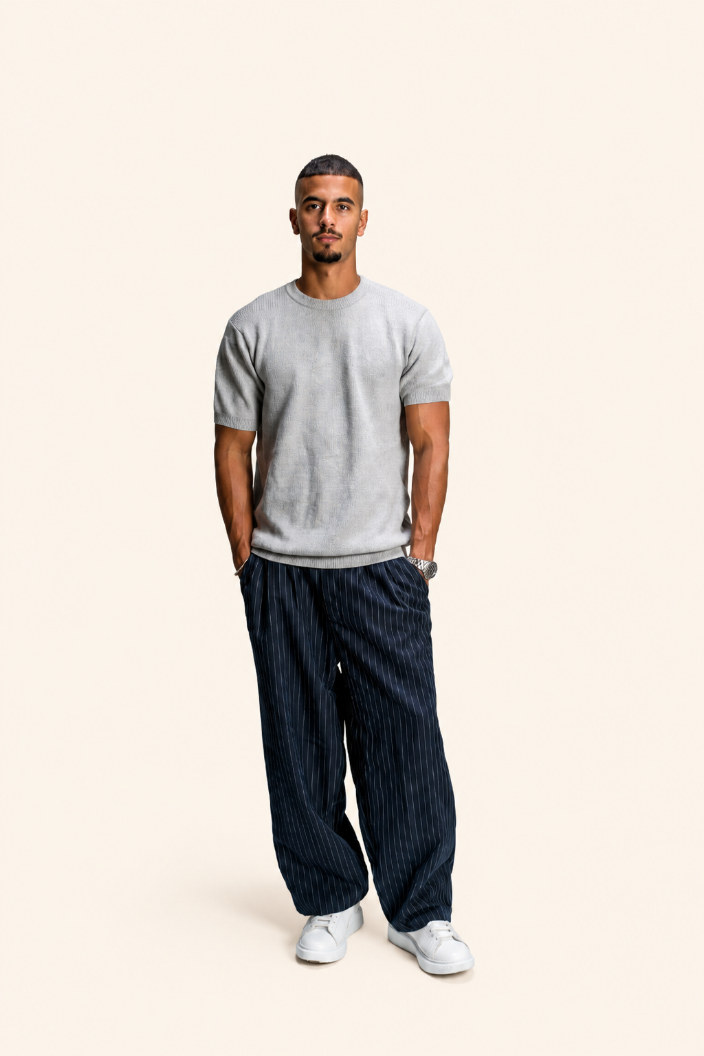 Grey Knitted T-shirt