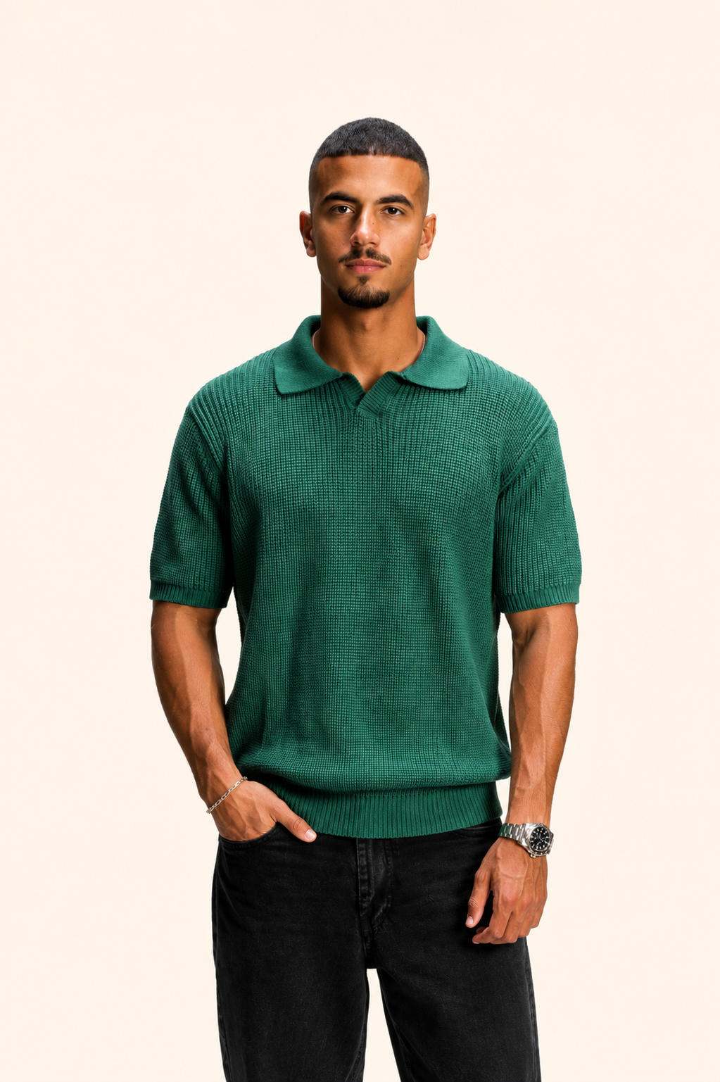 Green Knitted polo