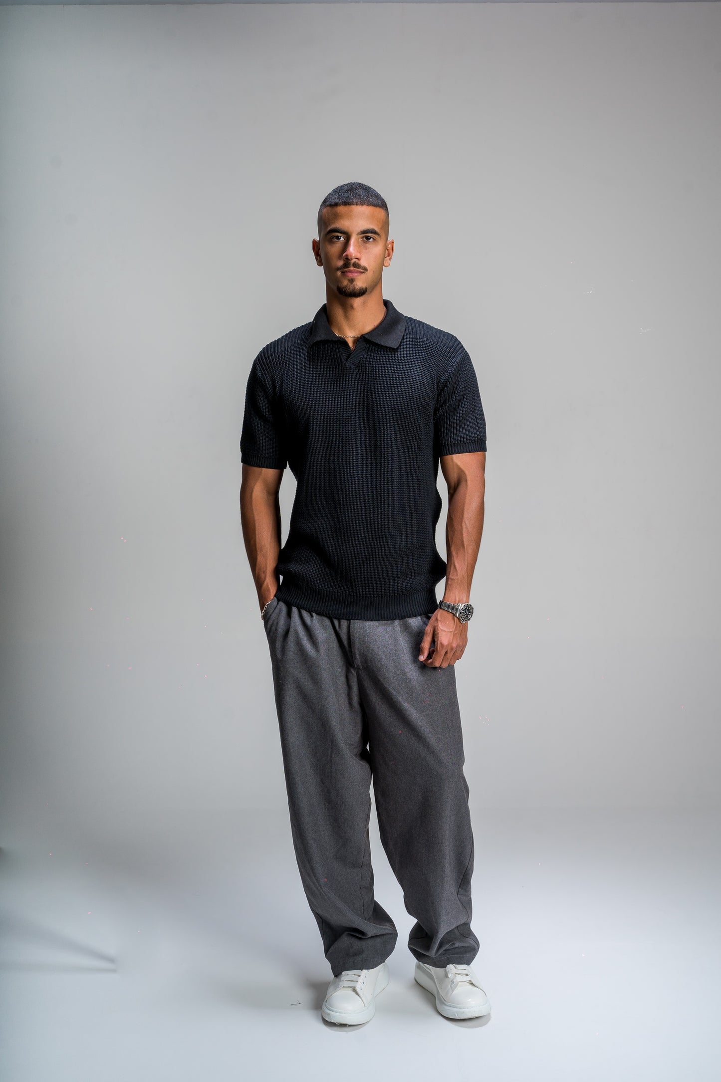 Black Knitted Polo
