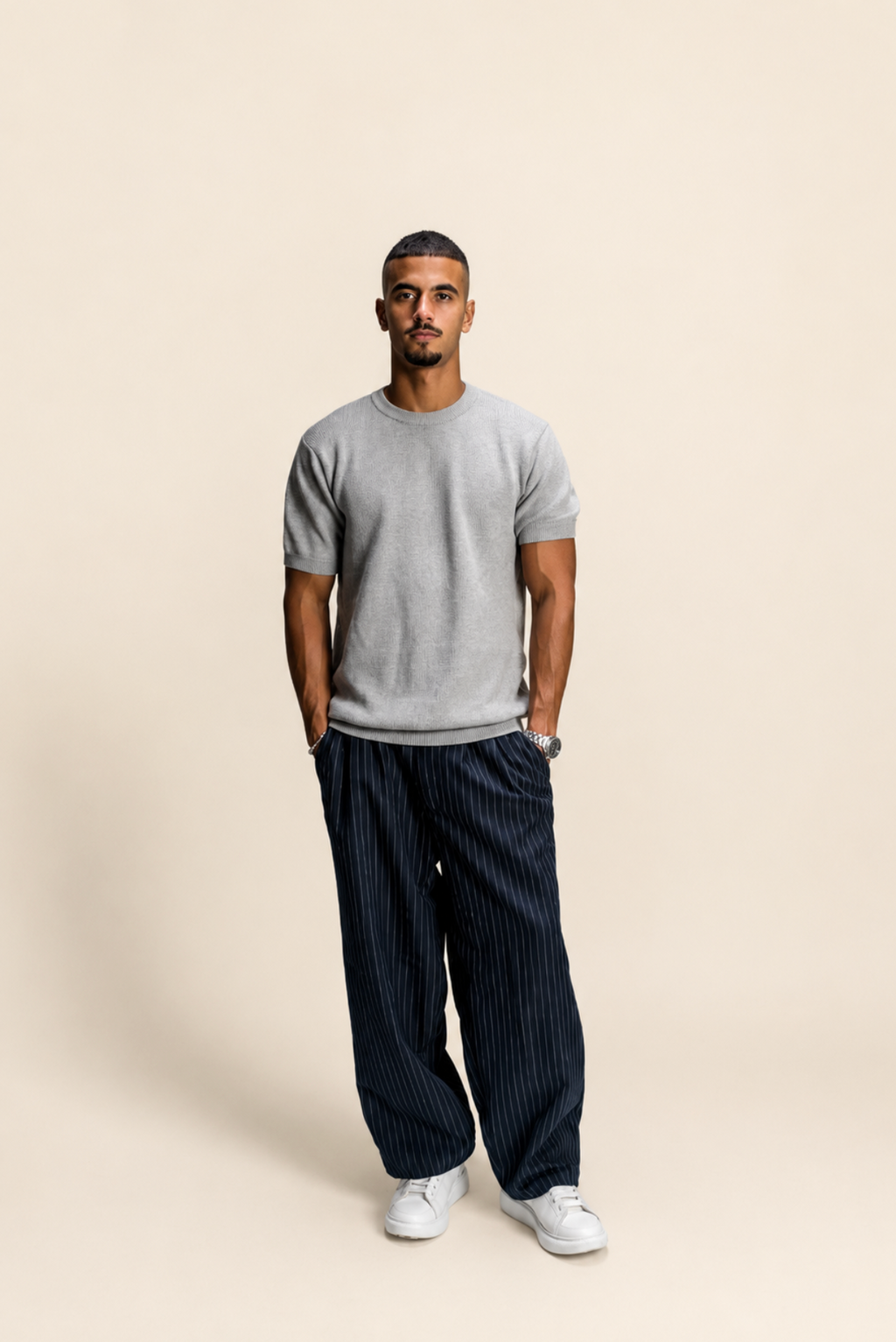 Grey Knitted T-shirt