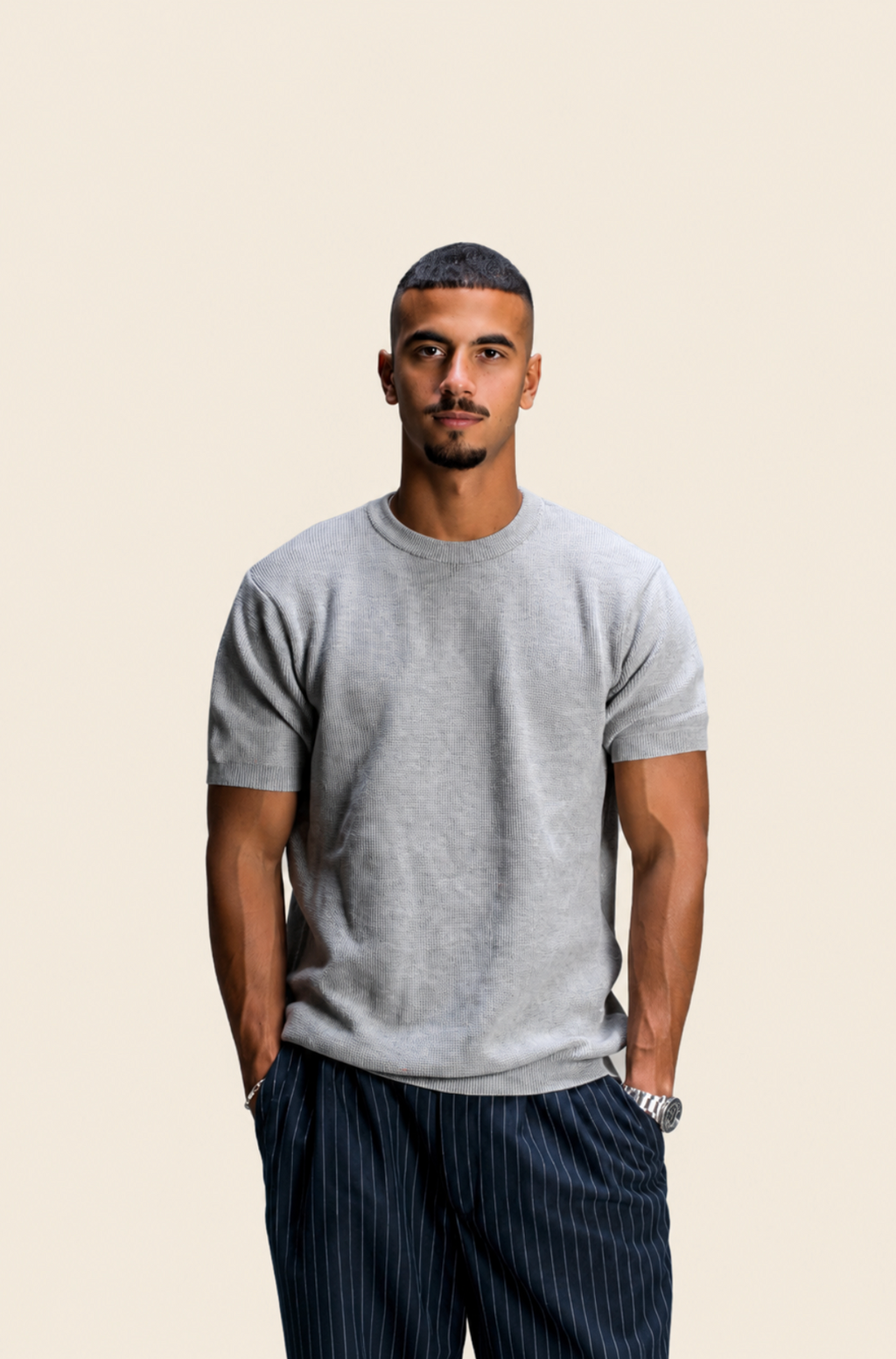 Grey Knitted T-shirt