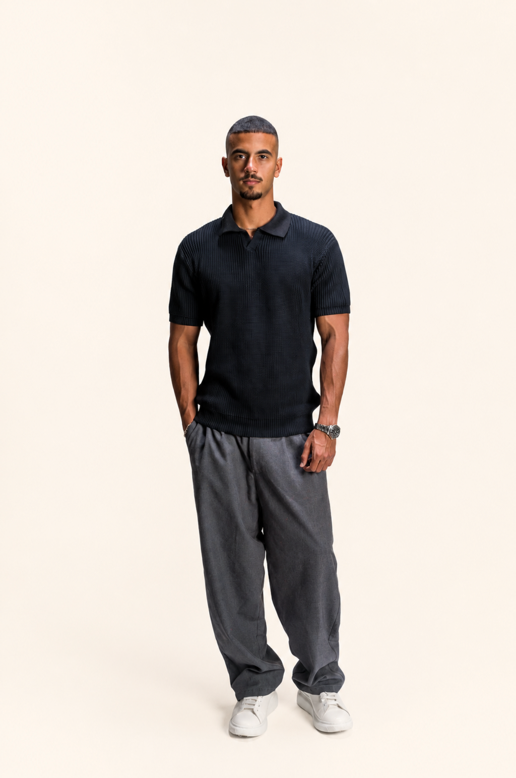 Black Knitted Polo