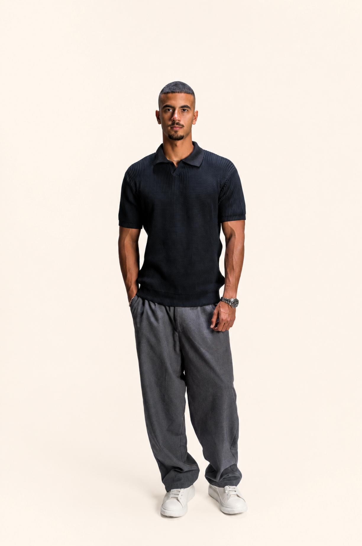 Black Knitted Polo