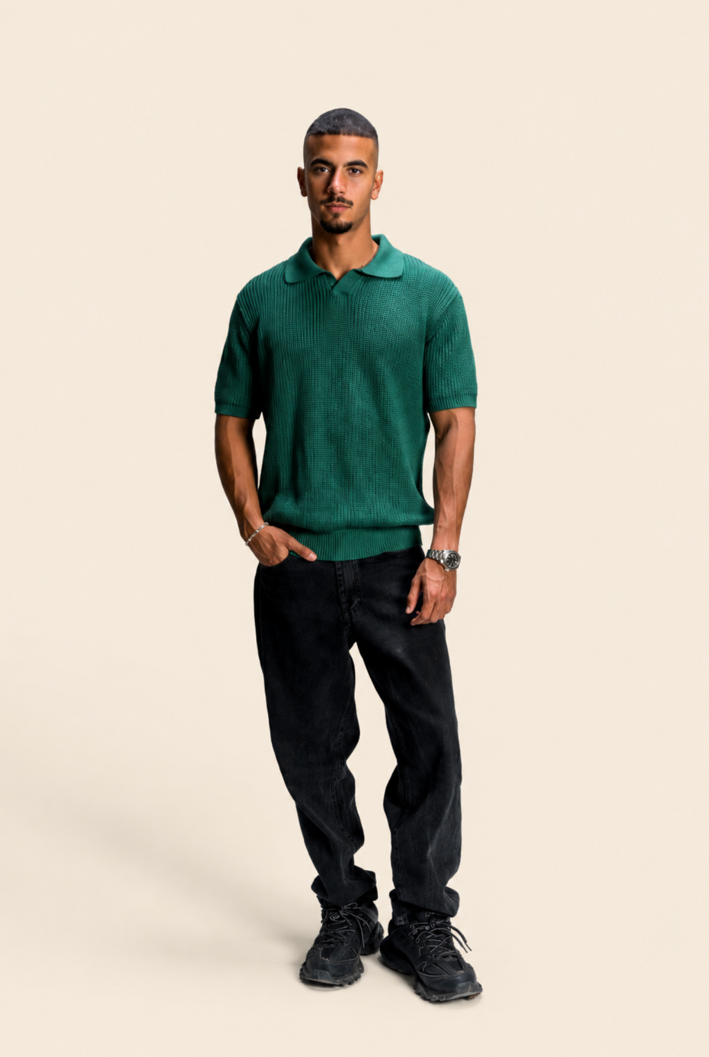 Green Knitted polo