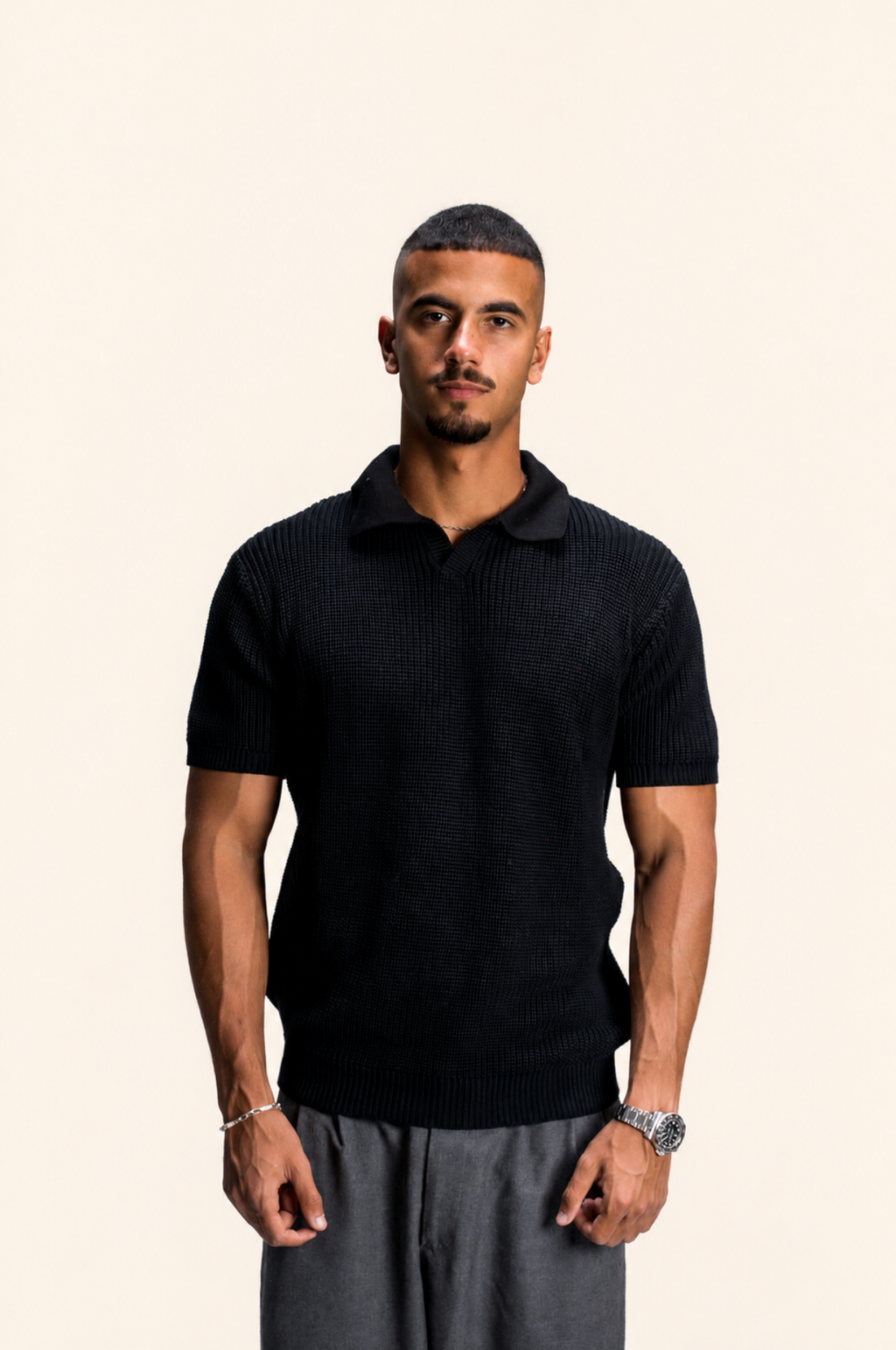 Black Knitted Polo