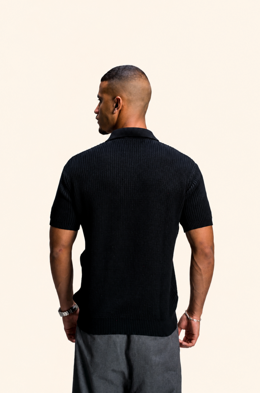 Black Knitted Polo