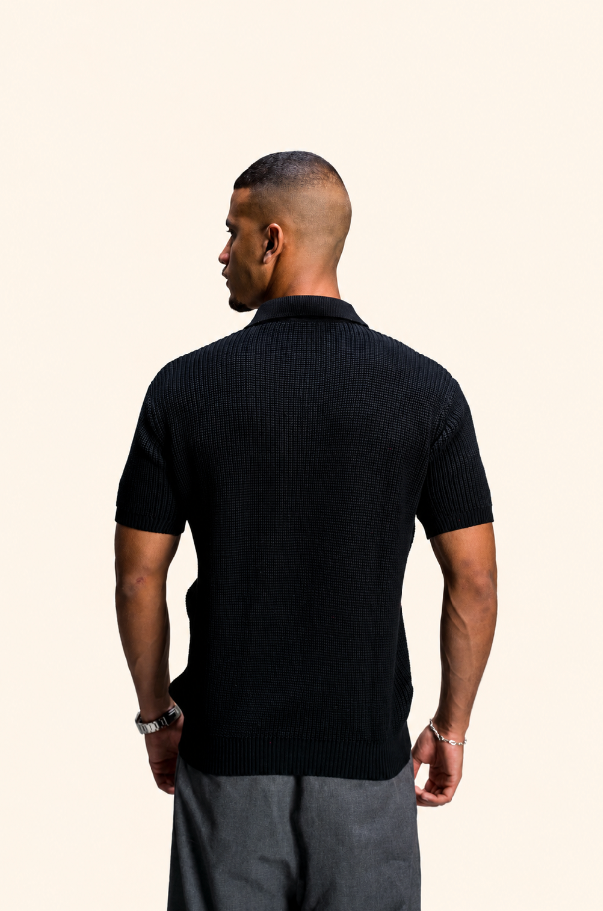 Black Knitted Polo